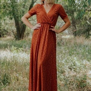 Balticborn Venice Lace Maxi Dress sz M (rust)